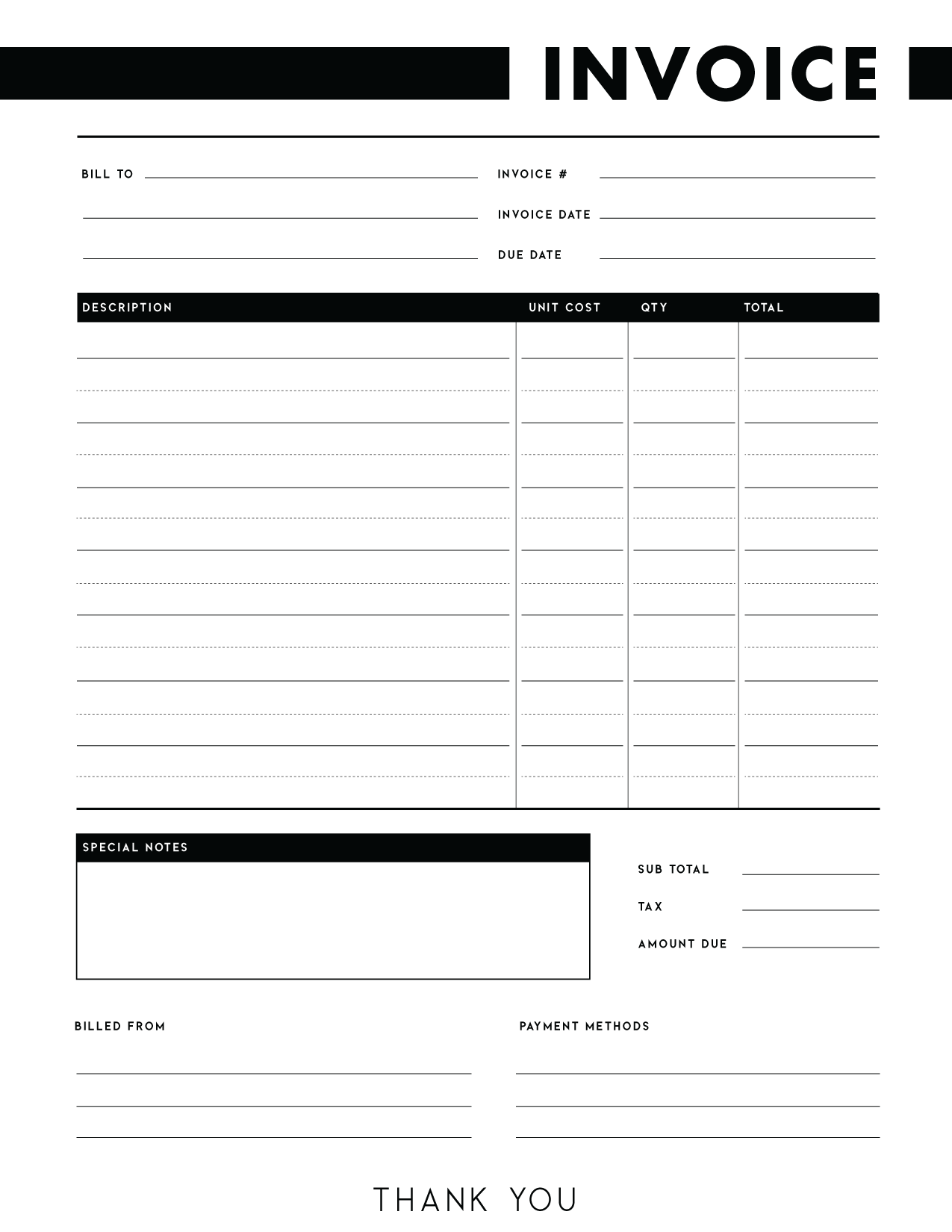 Printable Blank Invoice Template Free Printable Blank Invoice Template Free