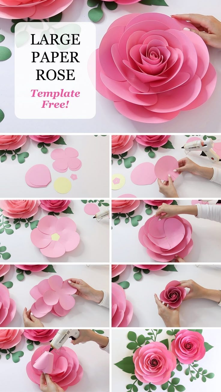Free Large Paper Rose Template Printable