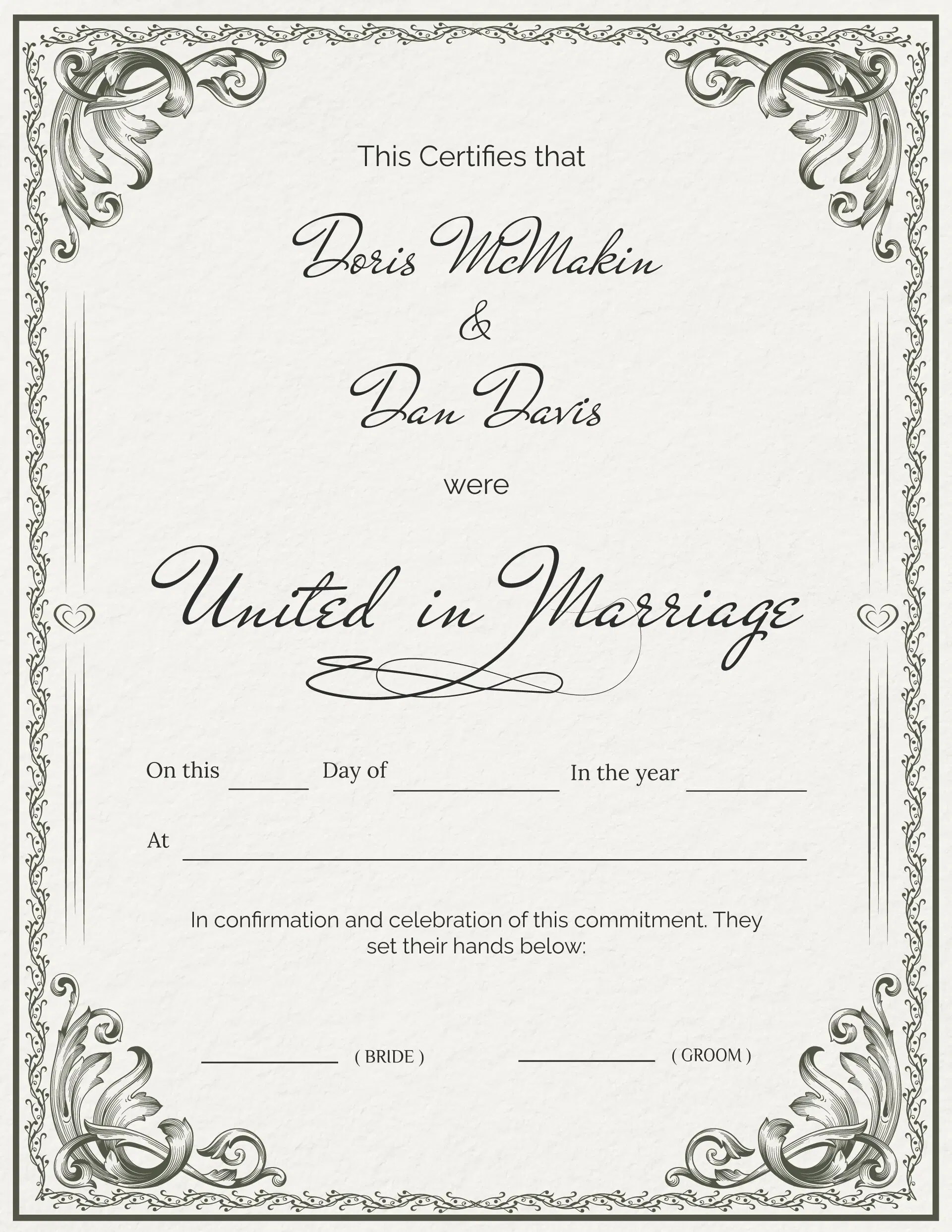 Free Marriage Certificate Templates Edit amp Printable 