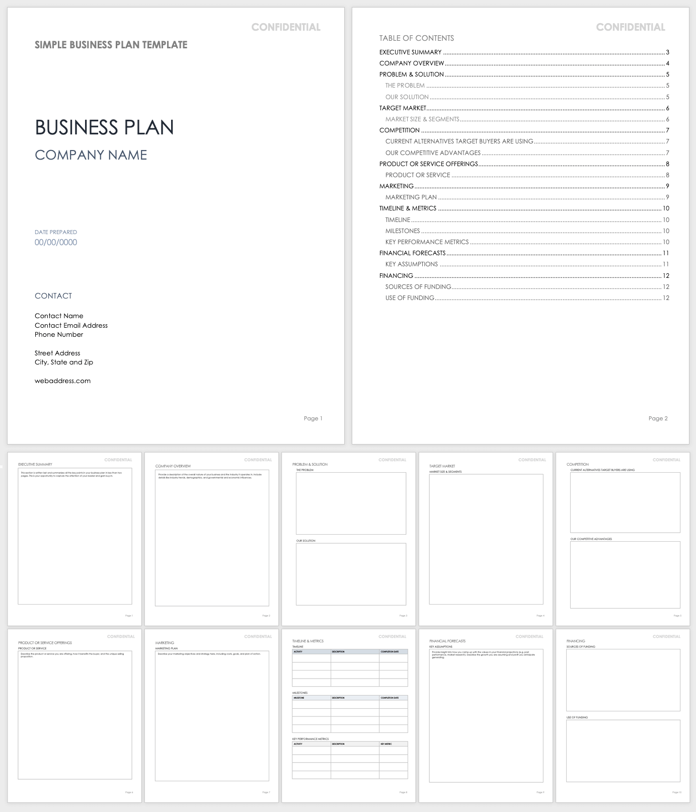 Free PDF Business Plan Templates Smartsheet