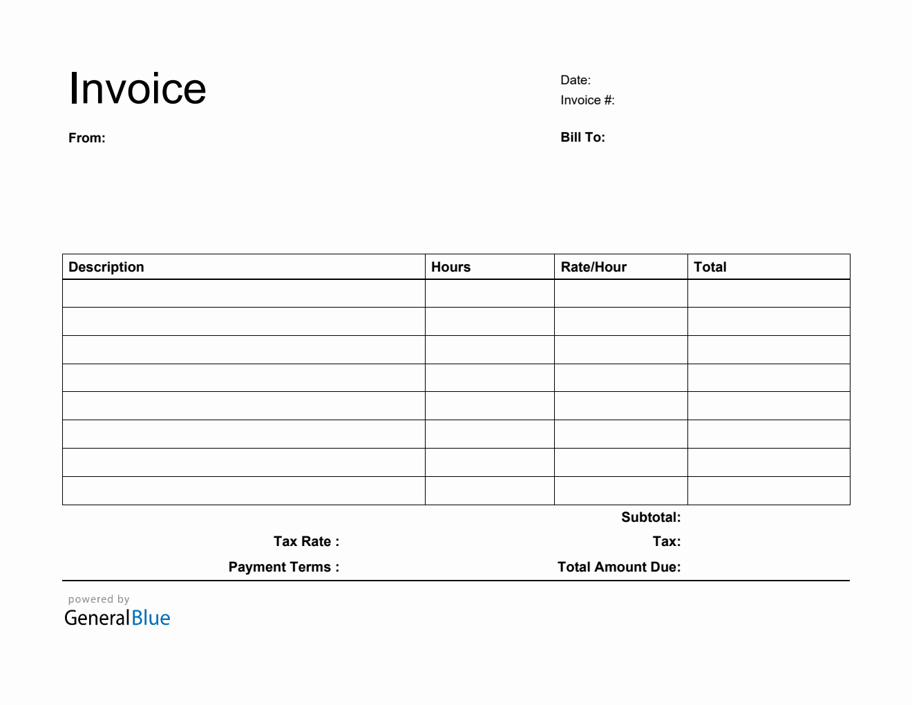 Blank Printable Invoice Template
