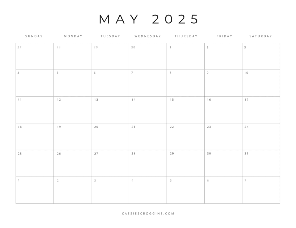 Free Printable 2025 Blank Calendar Templates All 12 Months 