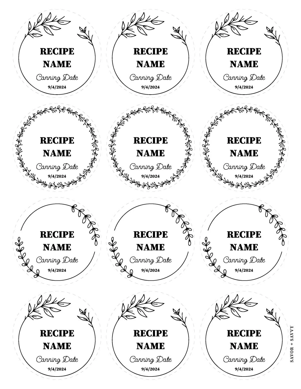 Printable Free Customizable Printable Food Label Template