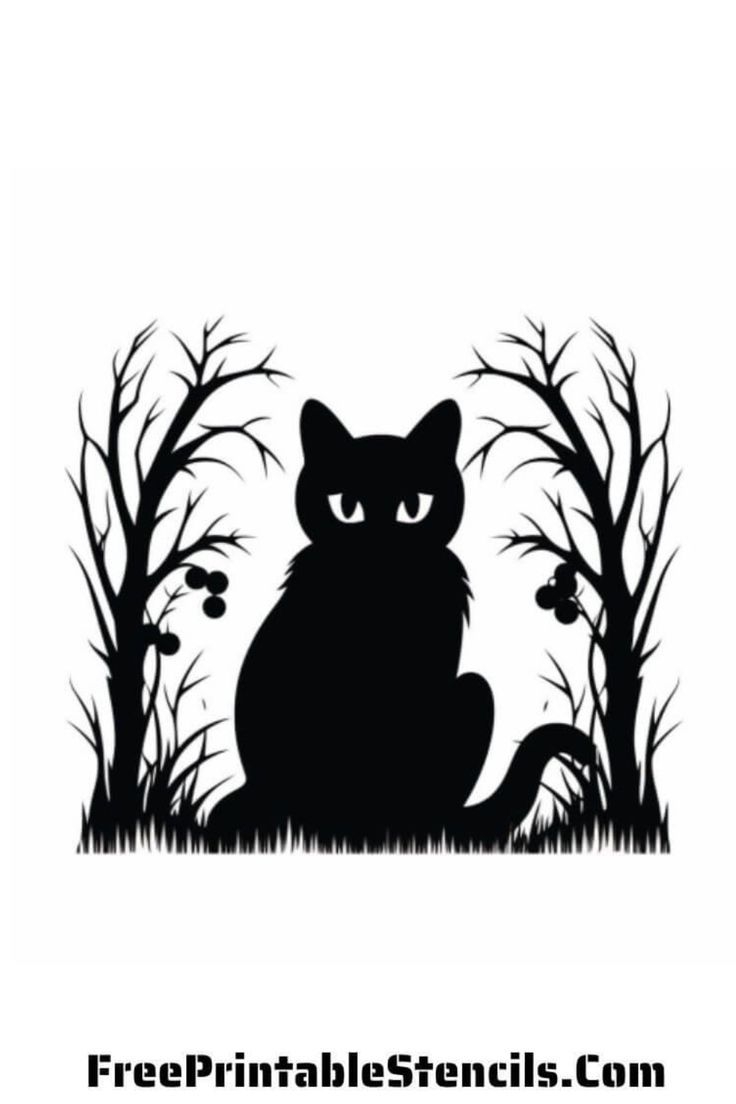 Free Printable Black Cat Stencil For Halloween Free Printable Black Cat Stencil For Halloween
