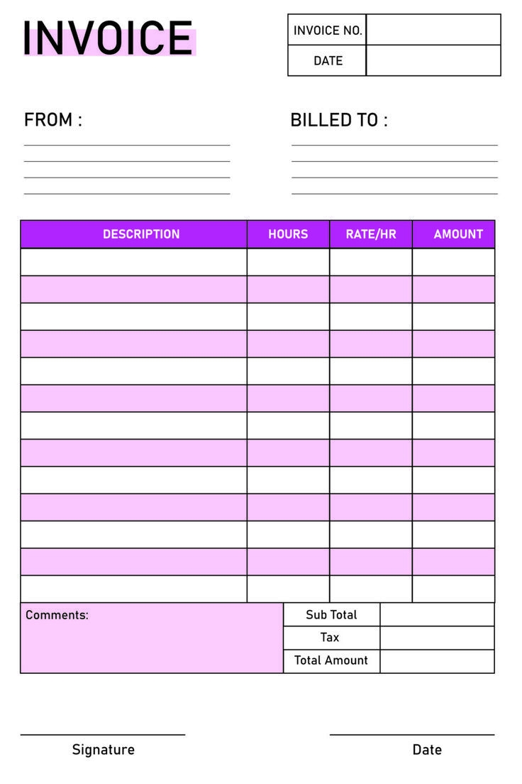 Free Printable Blank Invoice Template PDF Free Printable Blank Invoice Template PDF