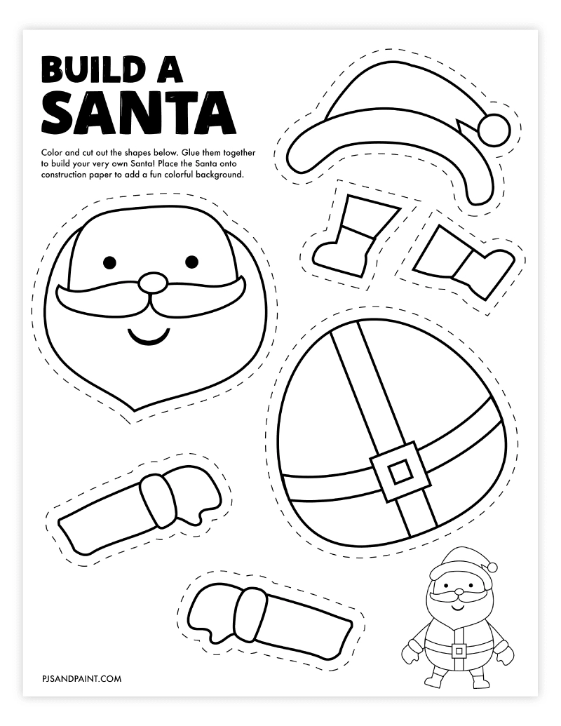 Free Printable Build A Santa Craft Pjs And Paint