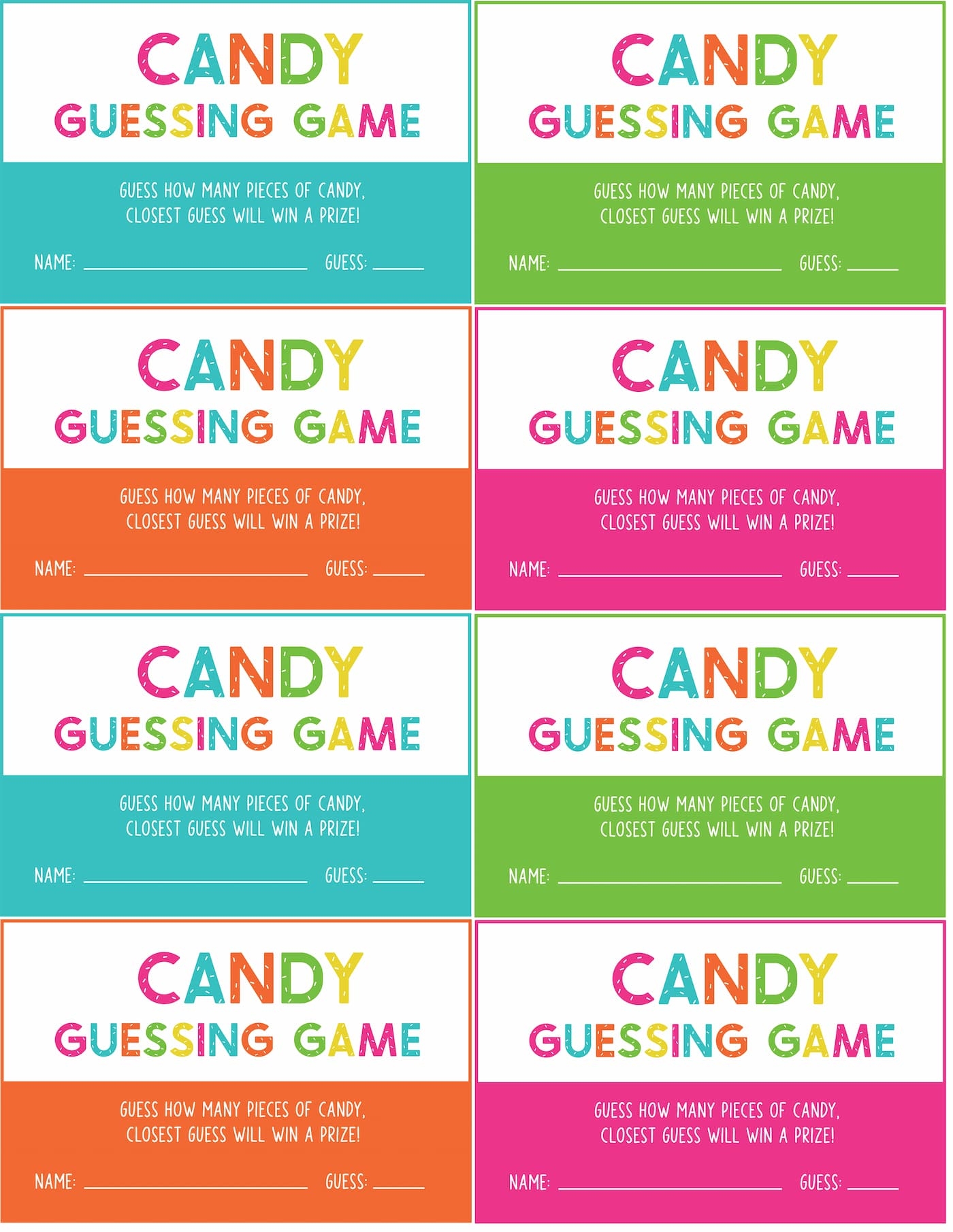 Free Printable Candy Guessing Game Perfect For The Classroom