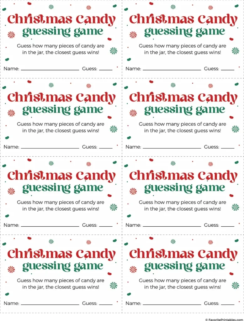 Free Printable Candy Guessing Game Template