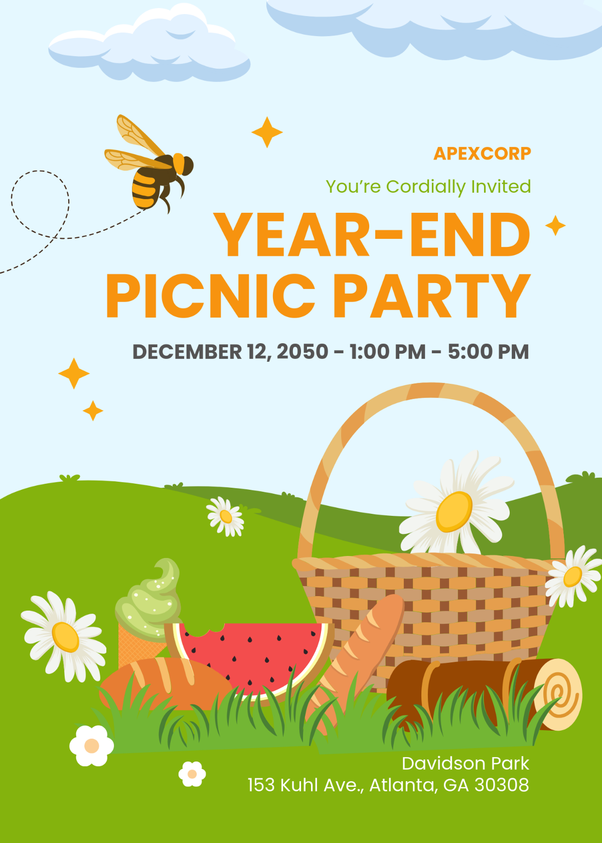 Downloadable Free Printable Picnic Invitation Template