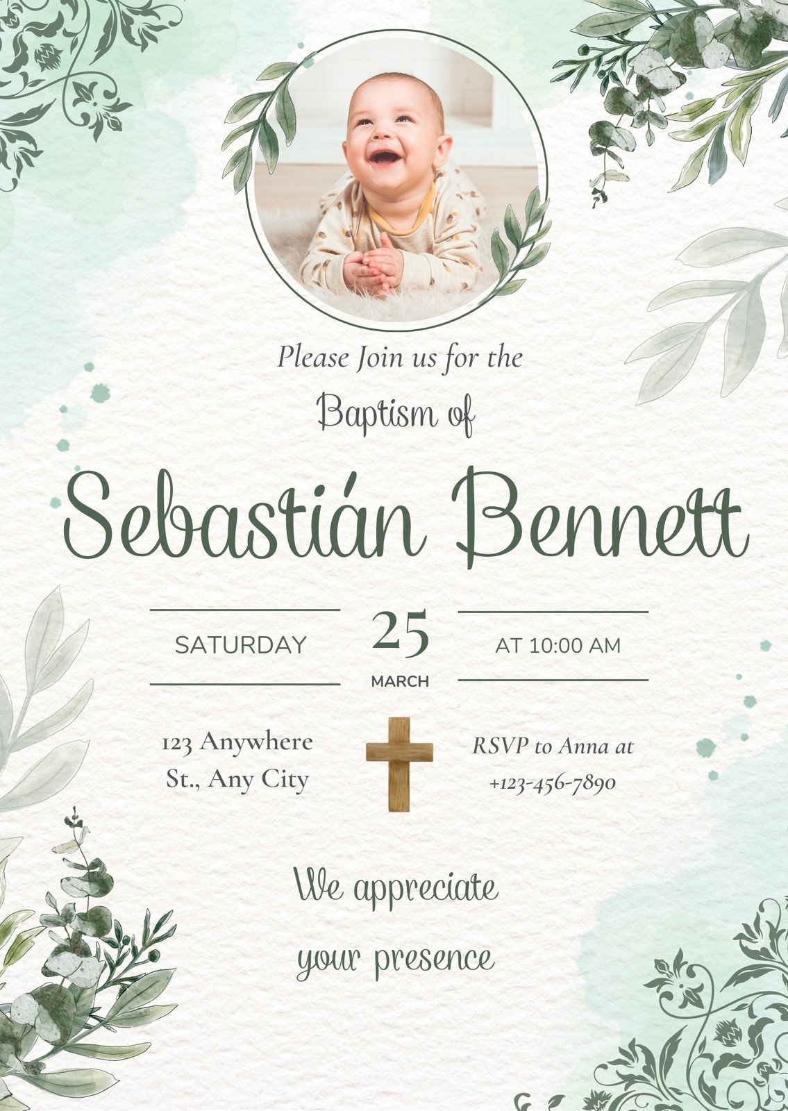 Free Printable Customizable Baptism Invitation Templates Canva