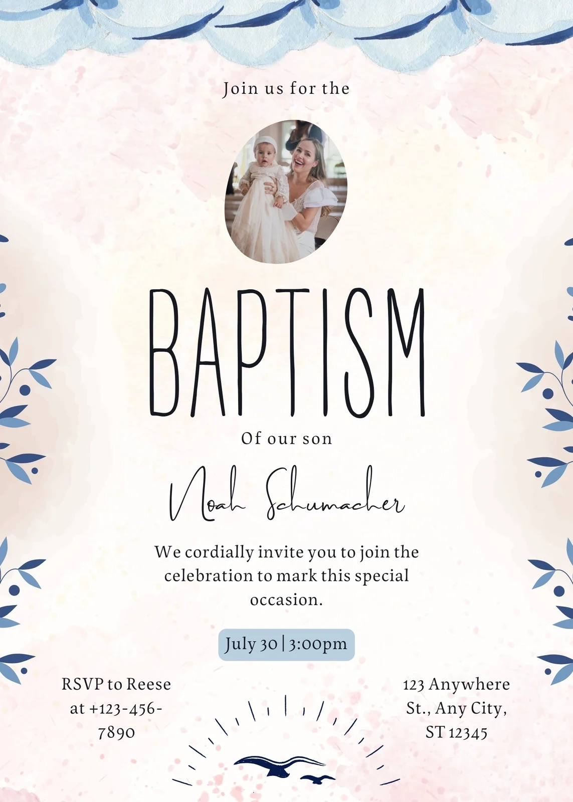 Free Printable Customizable Baptism Invitation Templates Canva