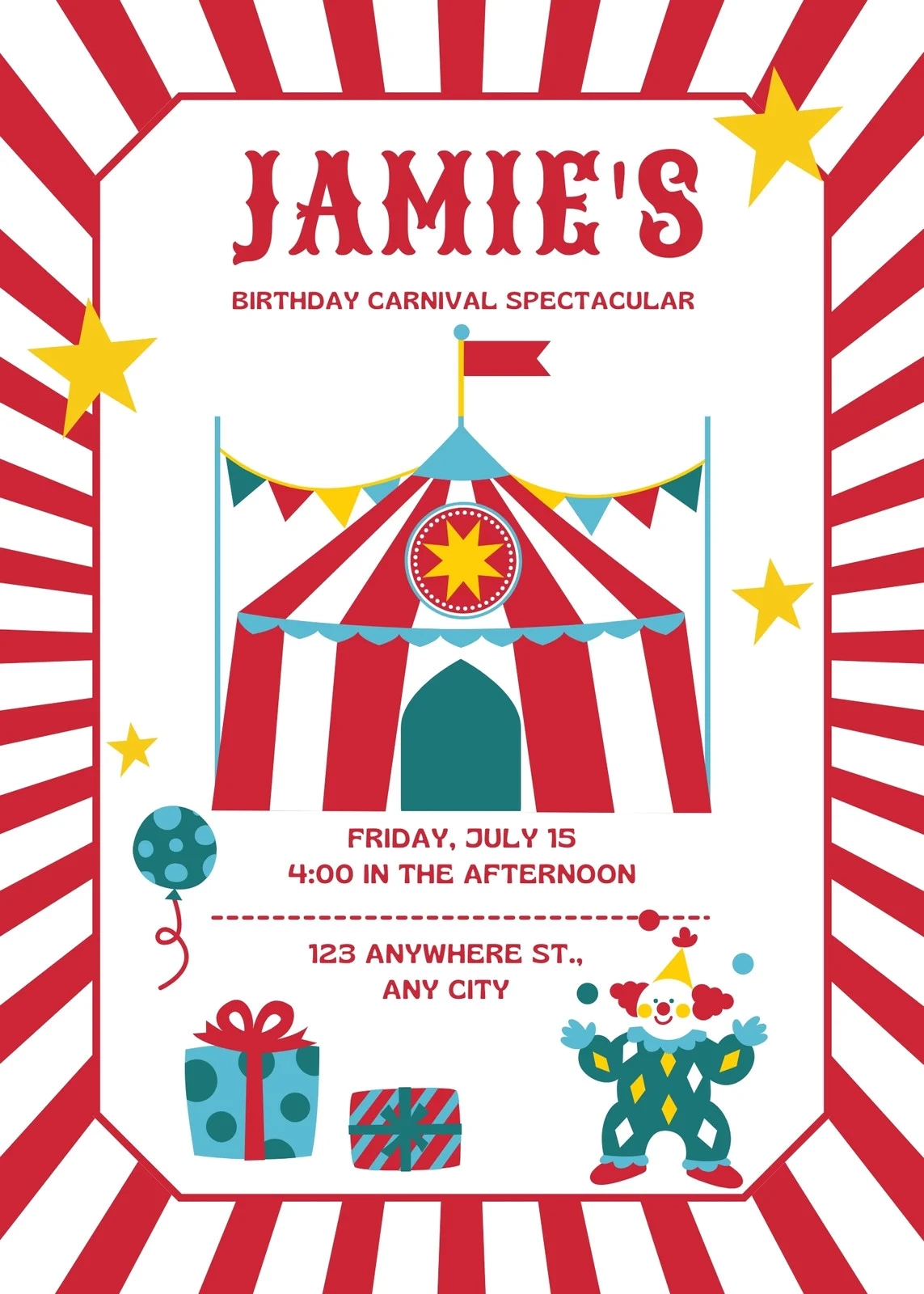 Free Printable Customizable Circus Invitation Templates Canva