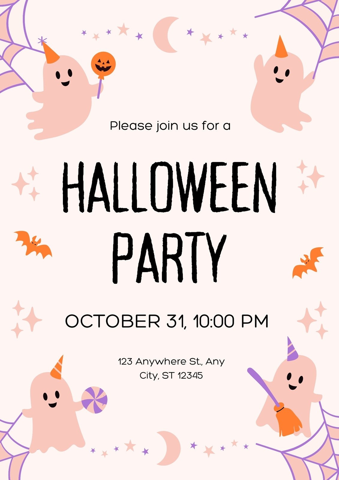 Halloween Potluck Invitation Template Free Printable