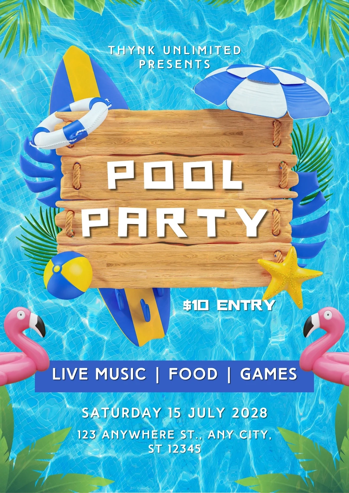 Printable Pool Party Invitation Templates