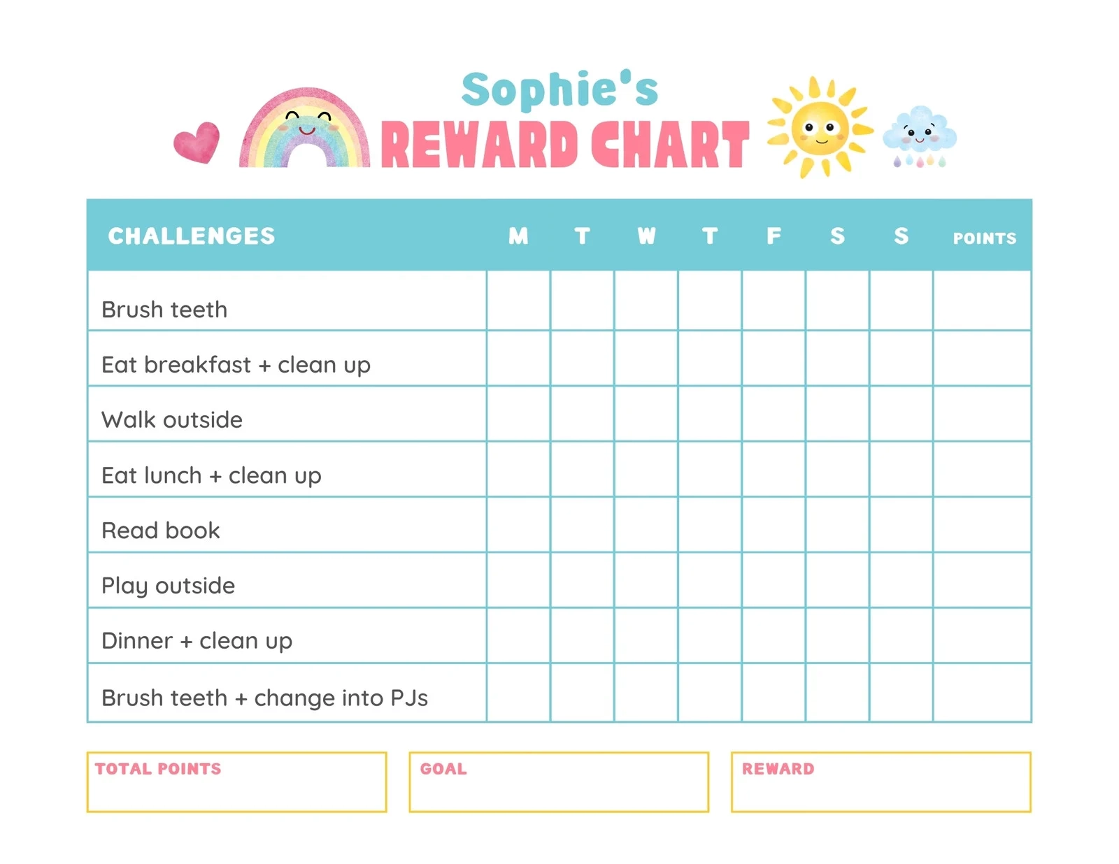 Reward Chart Template Free Printable Reward Chart Template Free Printable