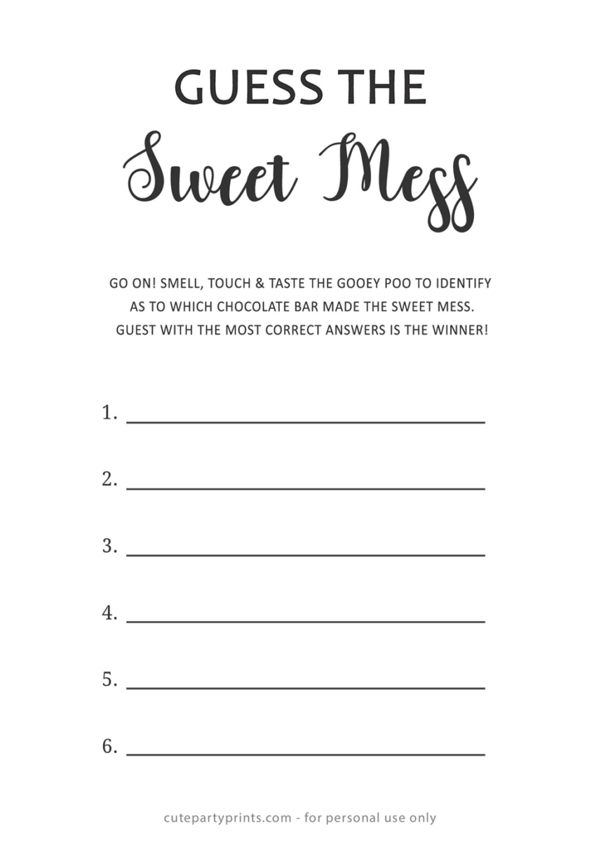 Free Printable Dirty Diaper Baby Shower Game