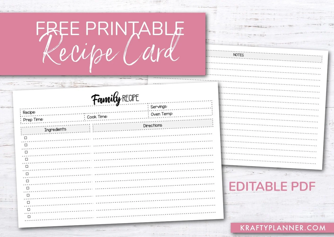 Free Printable Recipe Cards Template