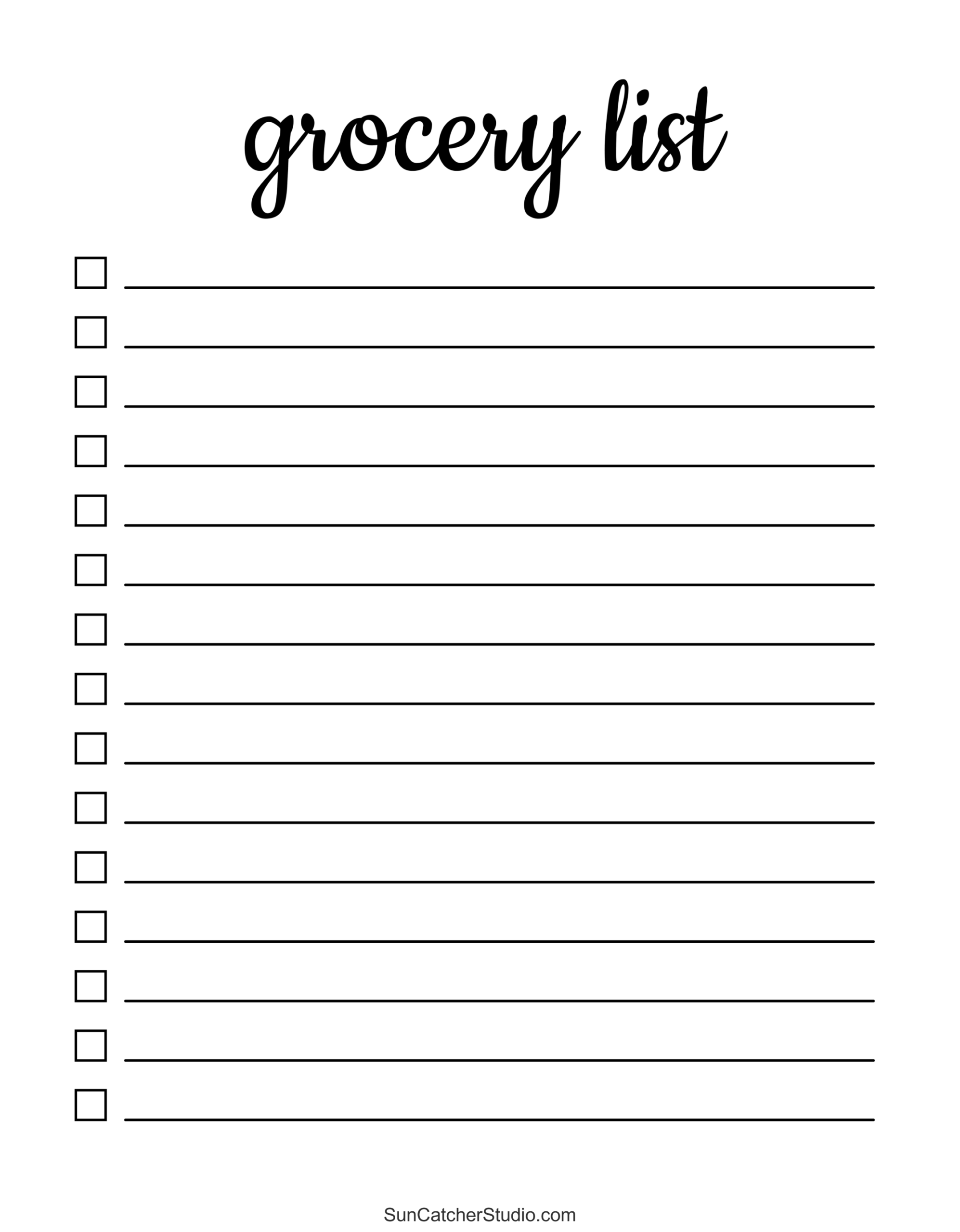 Free Printable Grocery List Templates PDF Shopping Lists Free
