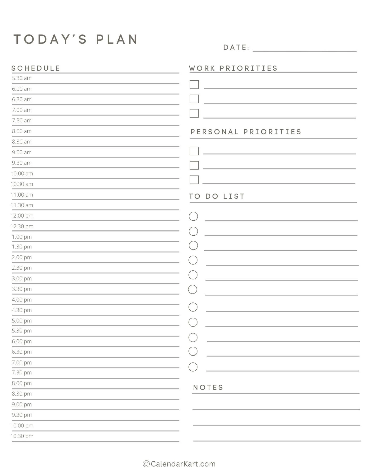Hourly Template Printable Hourly Template Printable