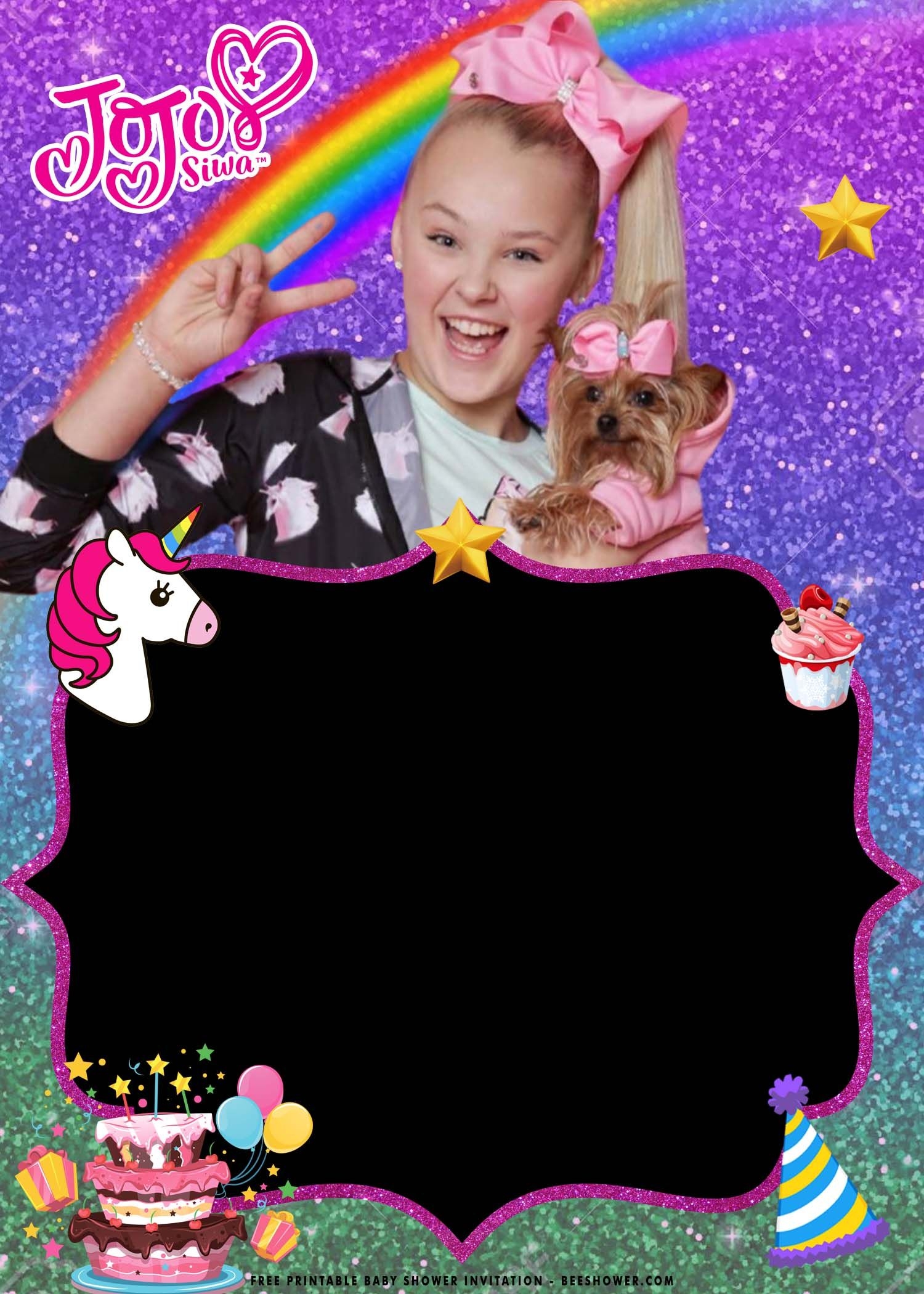 FREE Printable Jojo Siwa Baby Shower Invitation Templates