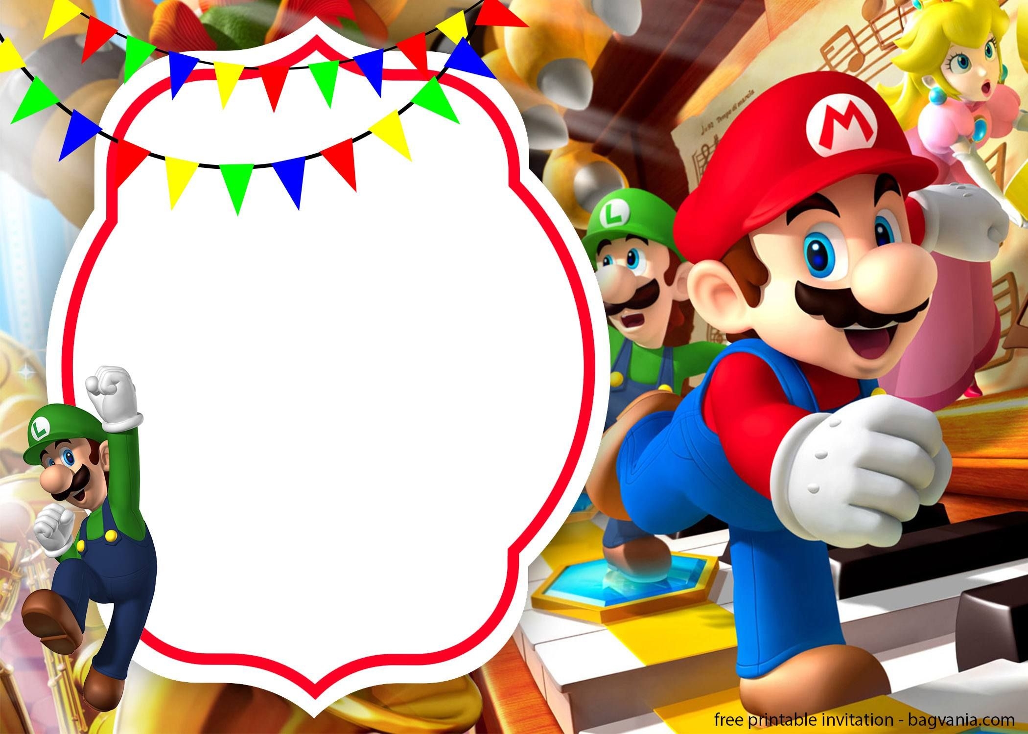 Free Printable Mario Invitation Template Worksheets Library
