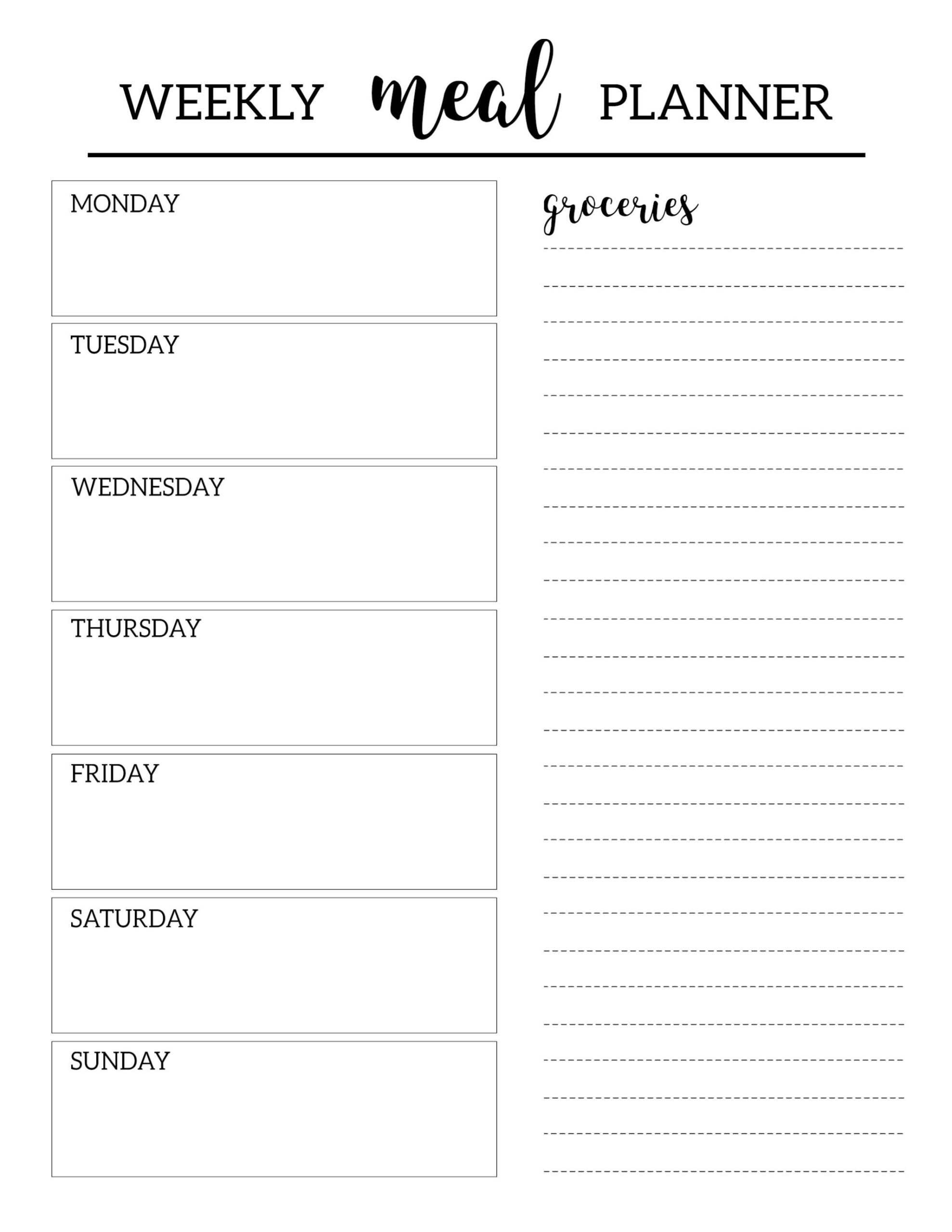 Meal Planner Template Printable Free Meal Planner Template Printable Free