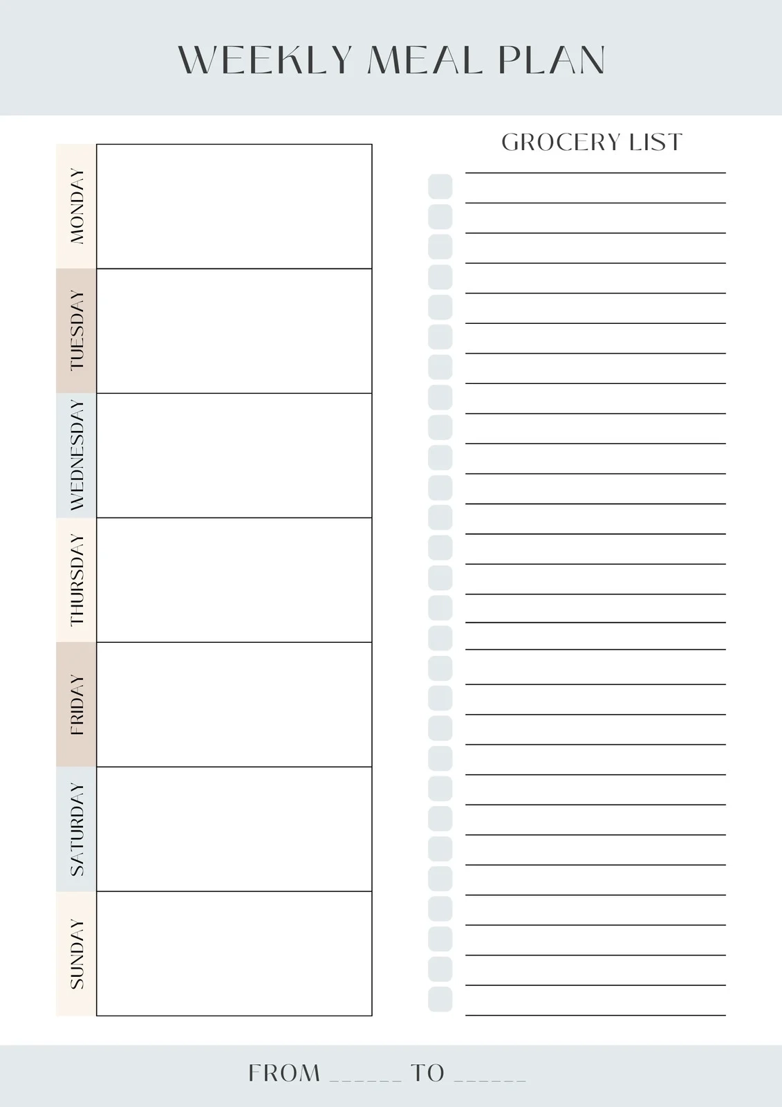 Meal Planning Template Free Printable