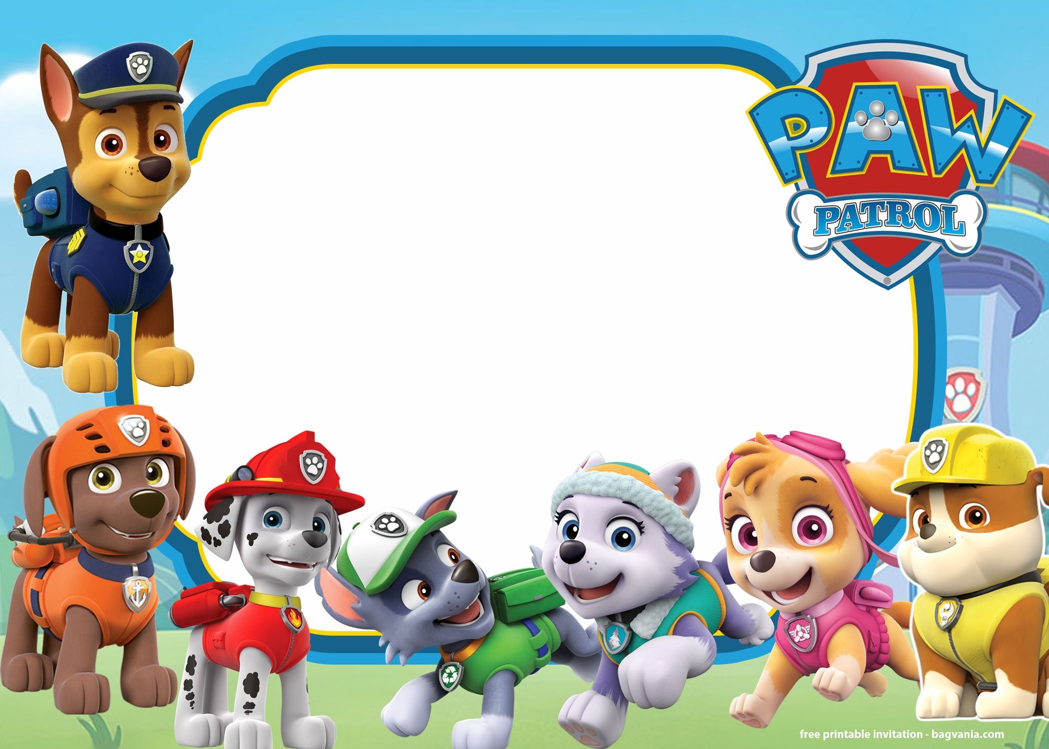 FREE Printable Paw Patrol Invitation Templates Lookout Version