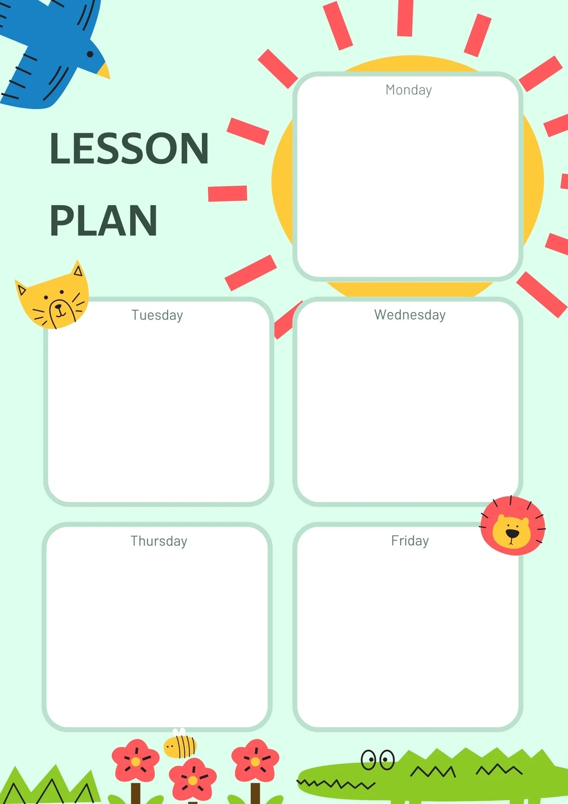 Preschool Lesson Plan Template Free Printable