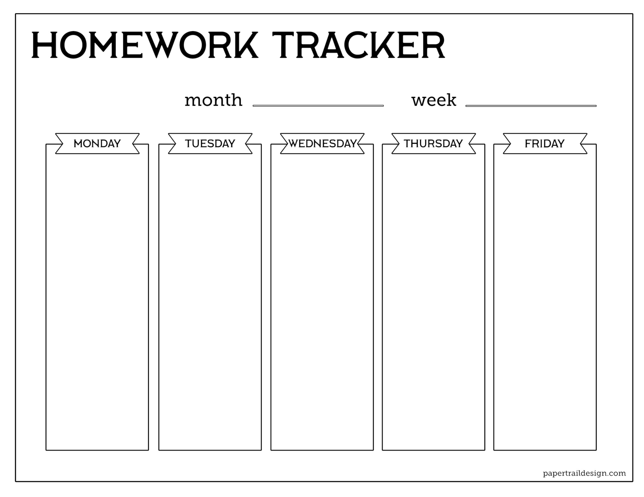 Free Printable Student Homework Planner Template Paper Trail Design Free Printable Student Homework Planner Template Paper Trail Design