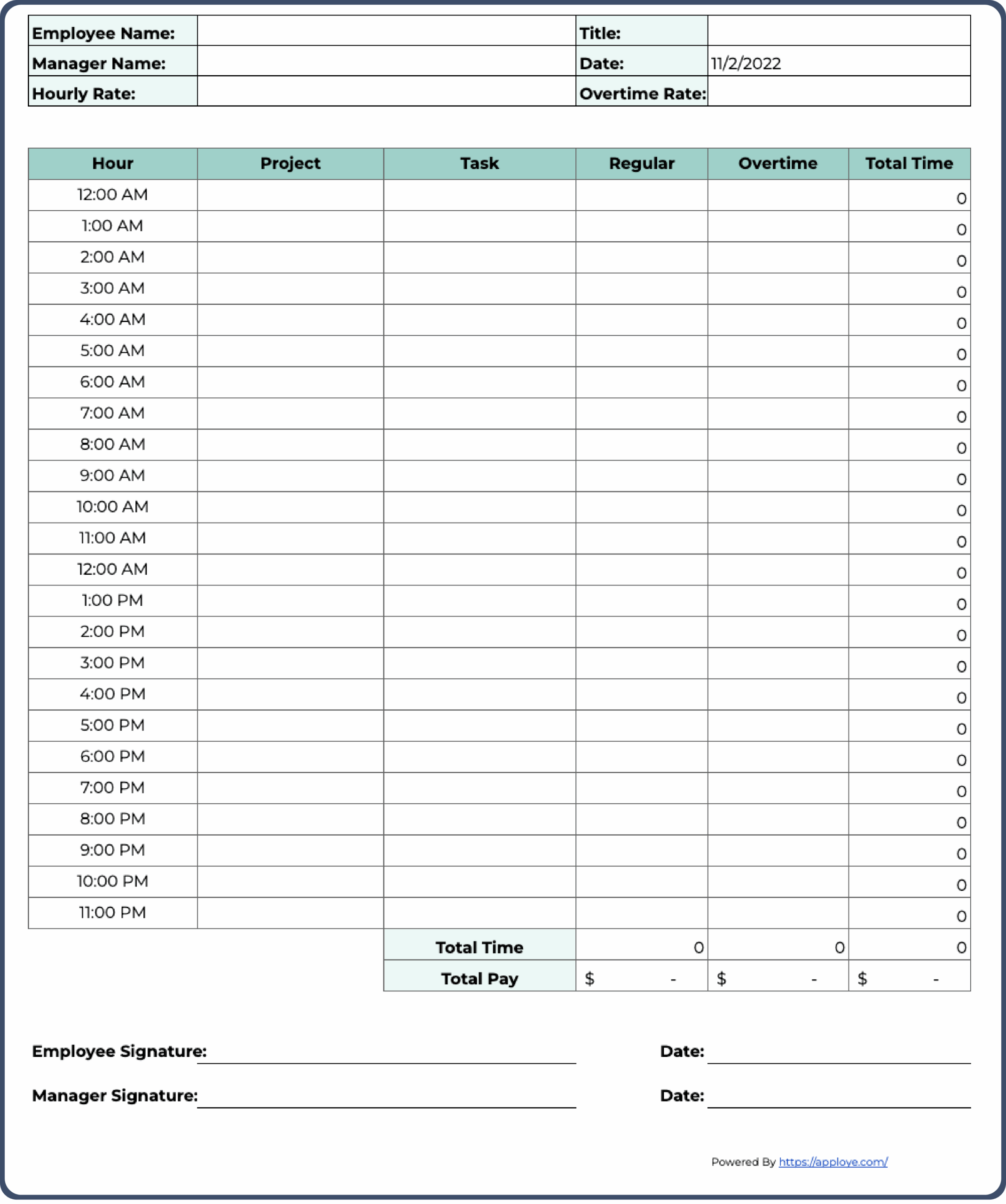 Simple Free Printable Weekly Timesheet Template Simple Free Printable Weekly Timesheet Template