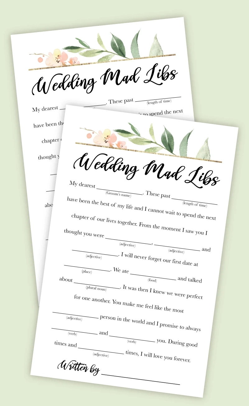 Free Printable Wedding Mad Libs Game Pjs And Paint Free Printable Wedding Mad Libs Game Pjs And Paint