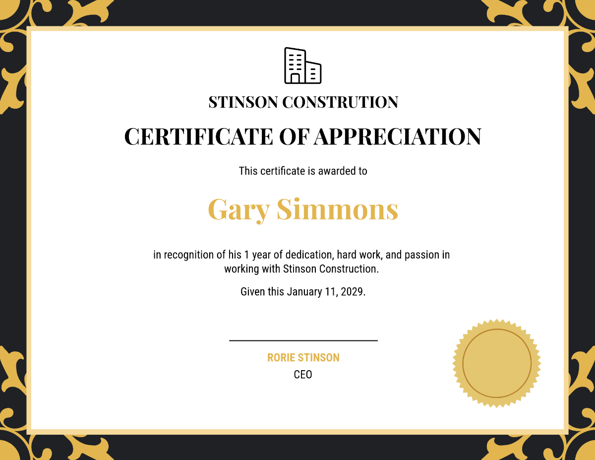 Free Printable Years Of Service Certificate Template