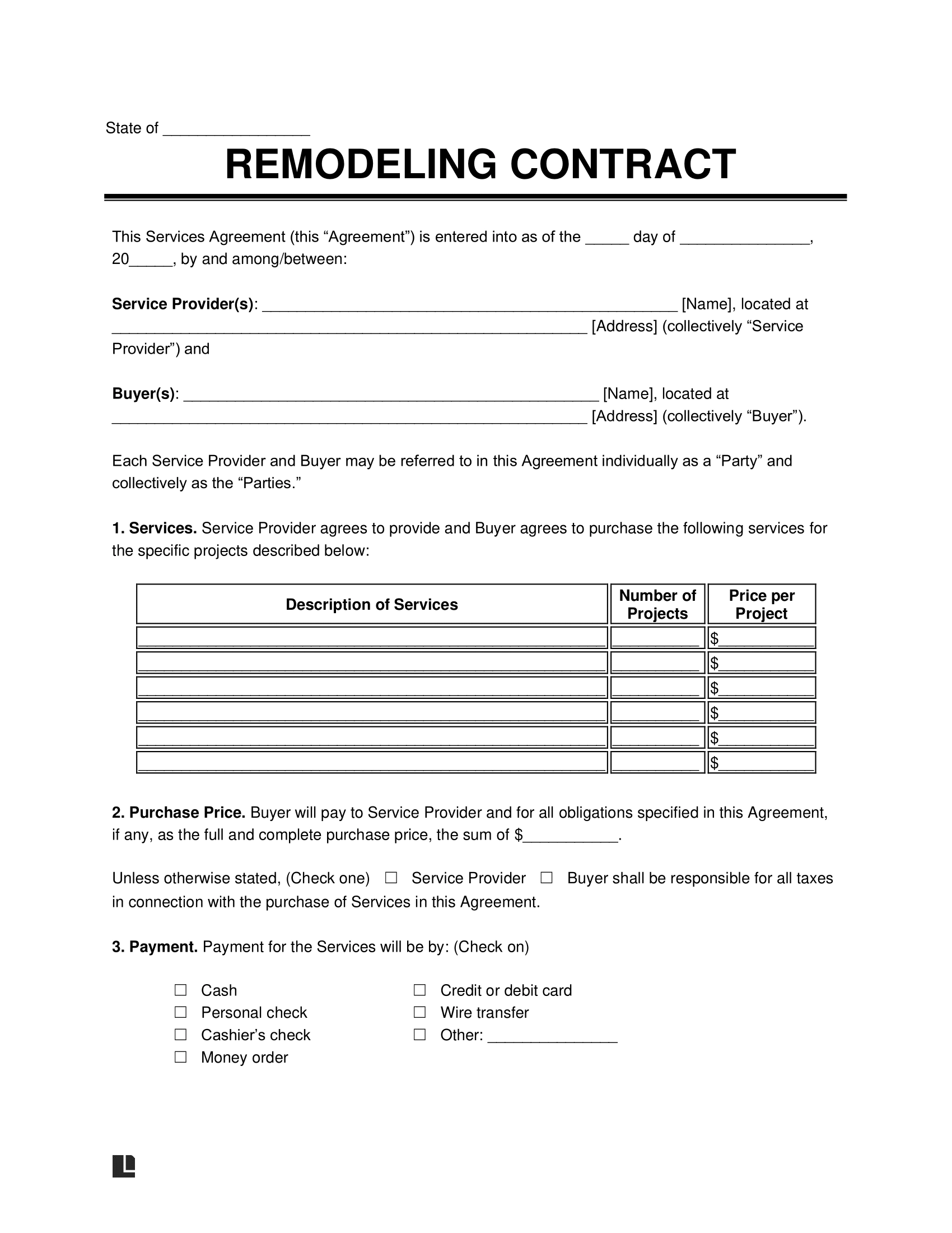 Free Remodeling Contract Template PDF amp Word Free Remodeling Contract Template PDF amp Word