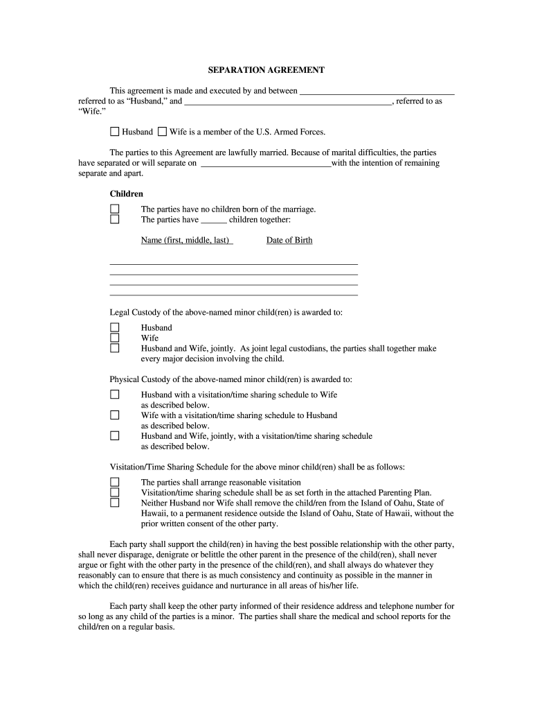 Free Printable Separation Agreement Ontario Template