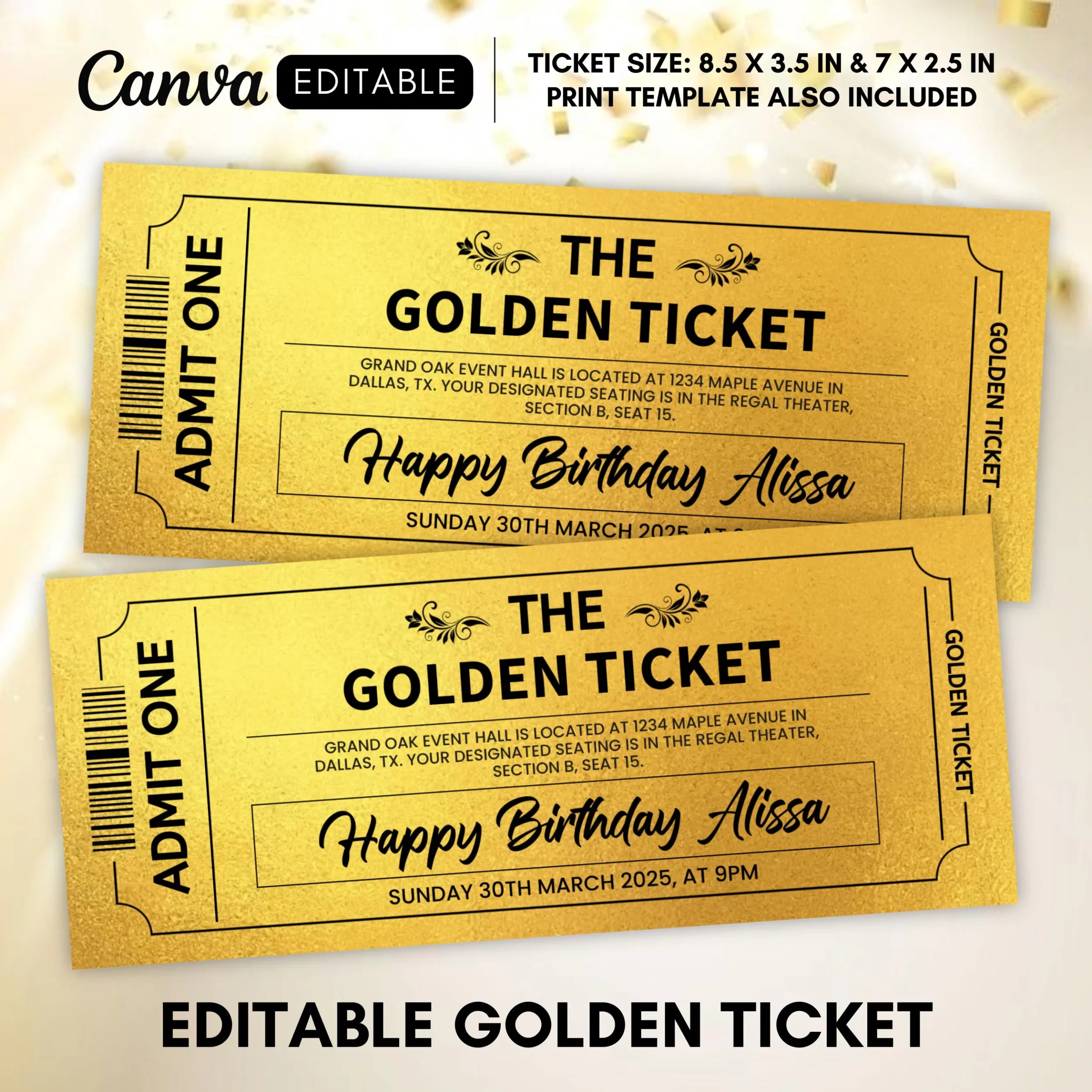 Golden Ticket Template Printable Golden Ticket Editable Template 