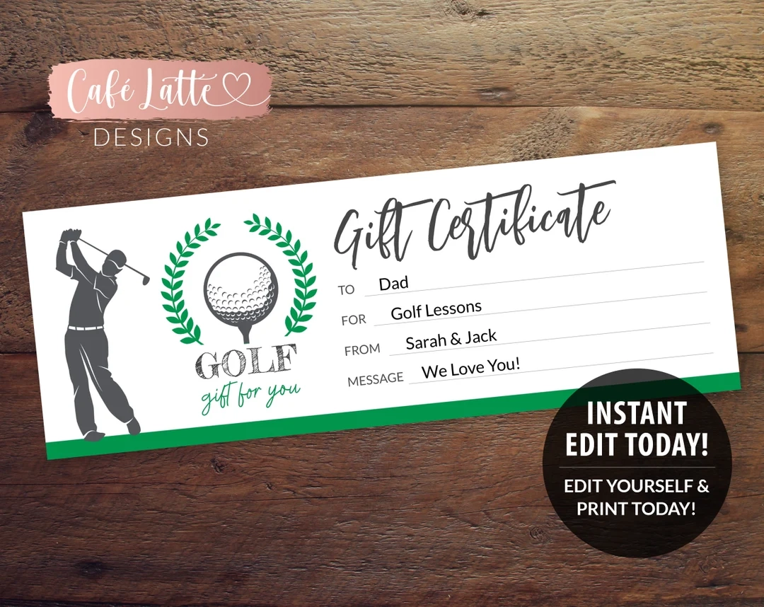 Printable Golf Gift Certificate Template