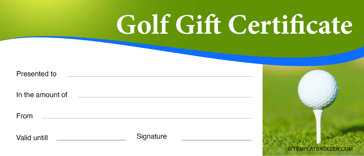 Printable Golf Gift Certificate Template
