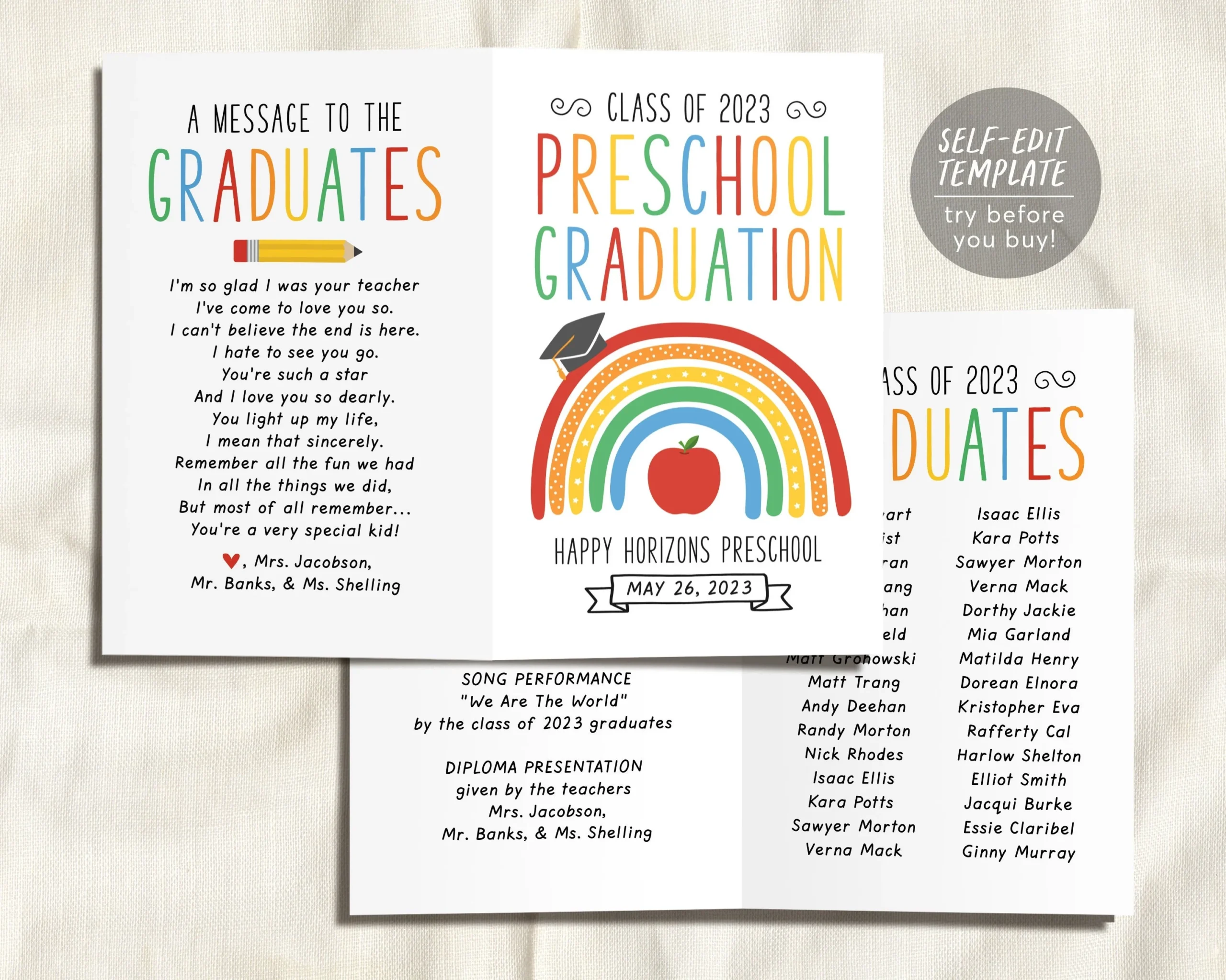 Free Printable Preschool Graduation Program Templates Free Printable Preschool Graduation Program Templates