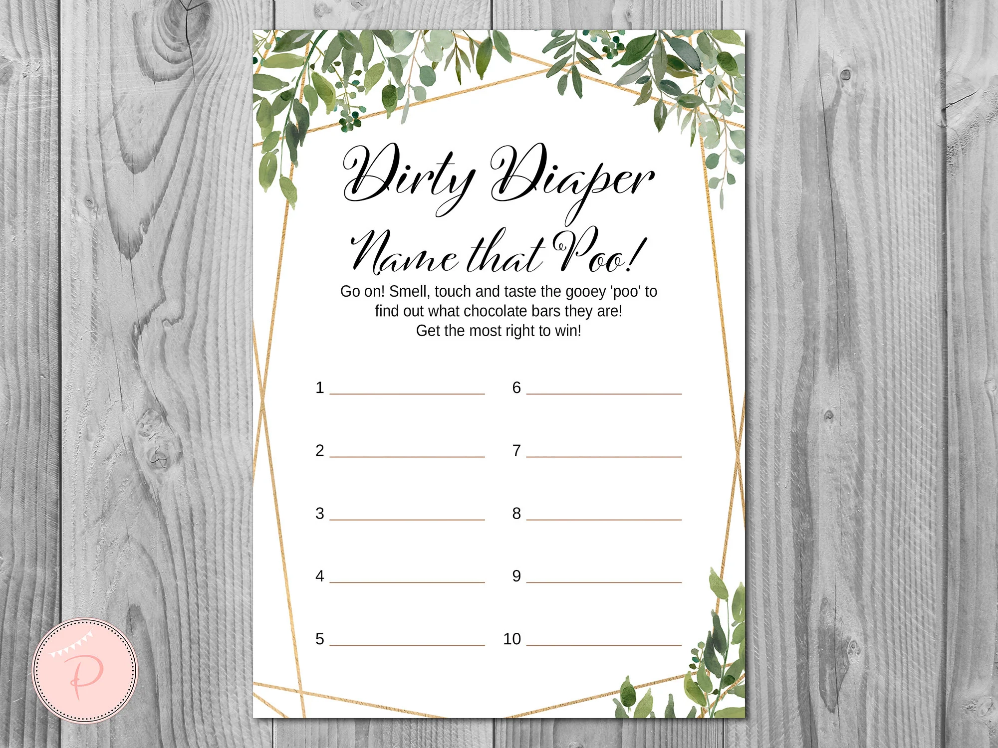Free Printable Dirty Diaper Game Template Free Printable Dirty Diaper Game Template