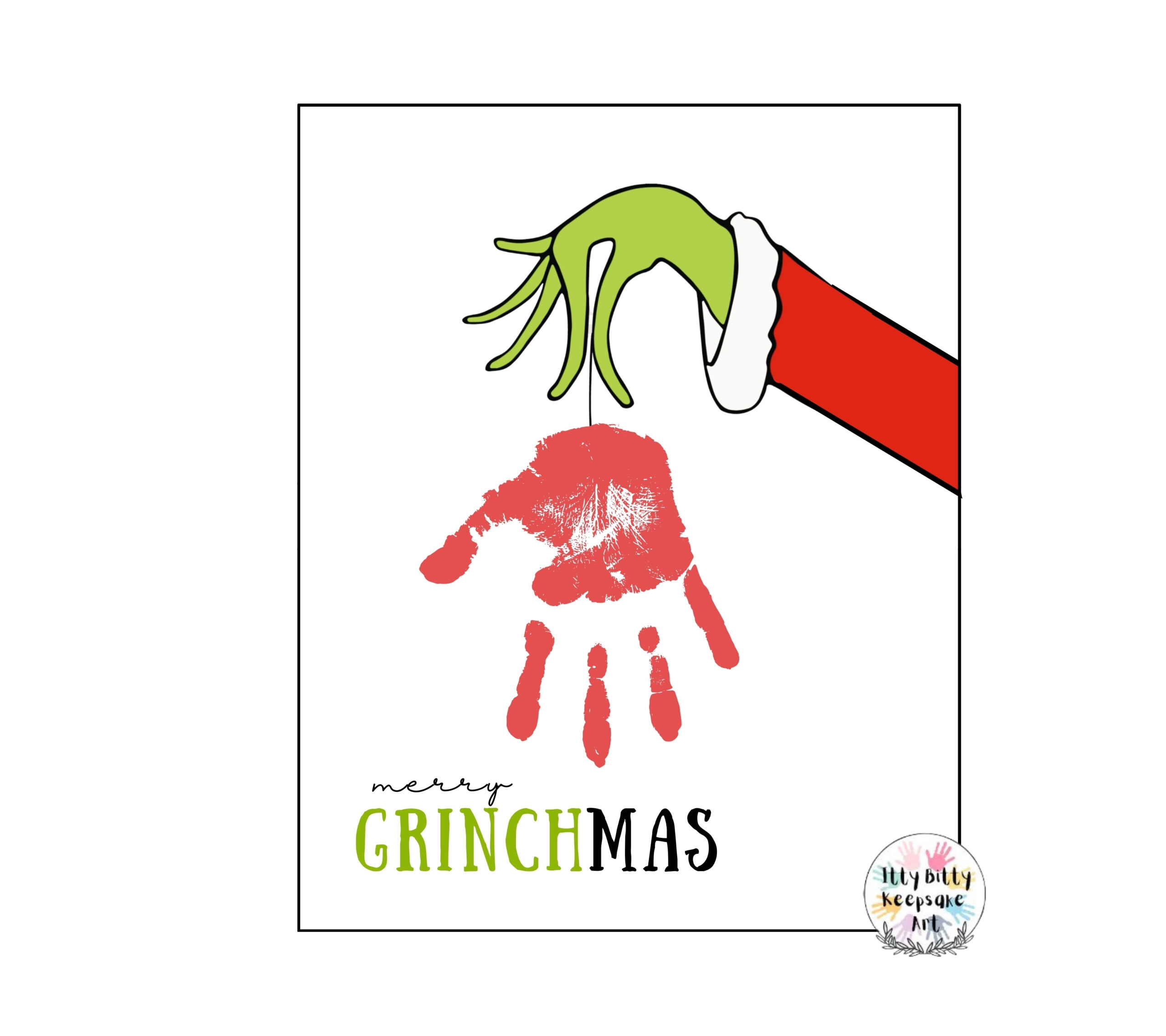 Grinchmas Handprint Craft Art Printable Template Merry Christmas 