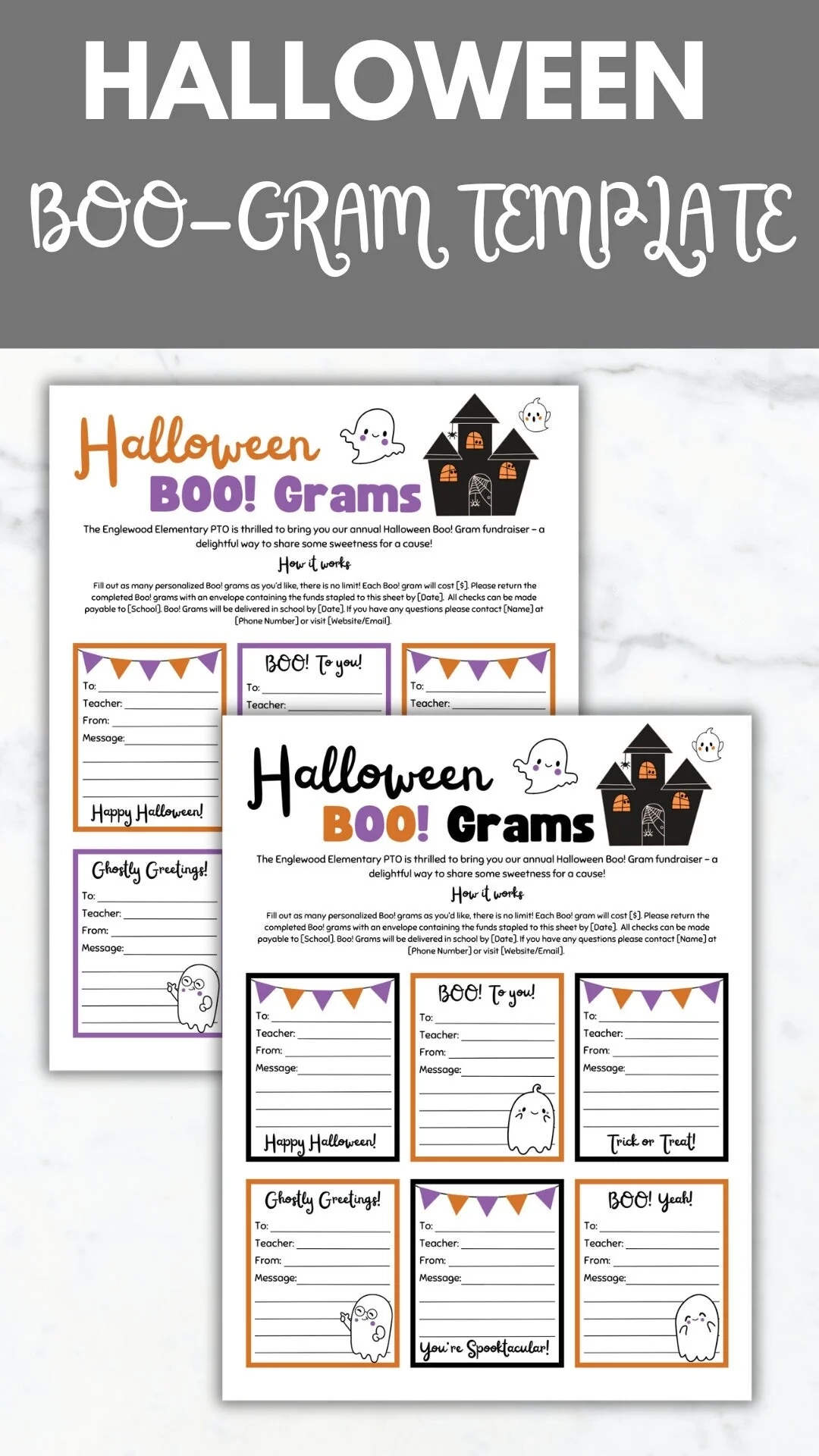 Halloween Candy Gram Flyer Template Halloween Boo Gram Printable