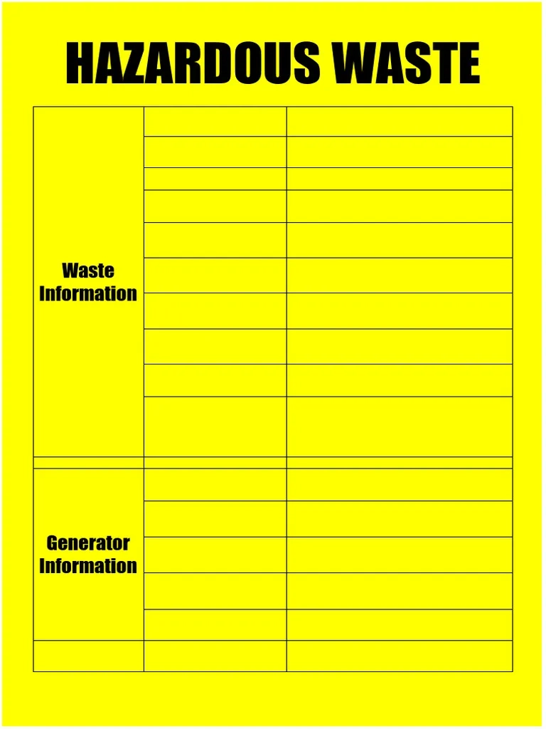 Hazardous Waste Label Blank PDF