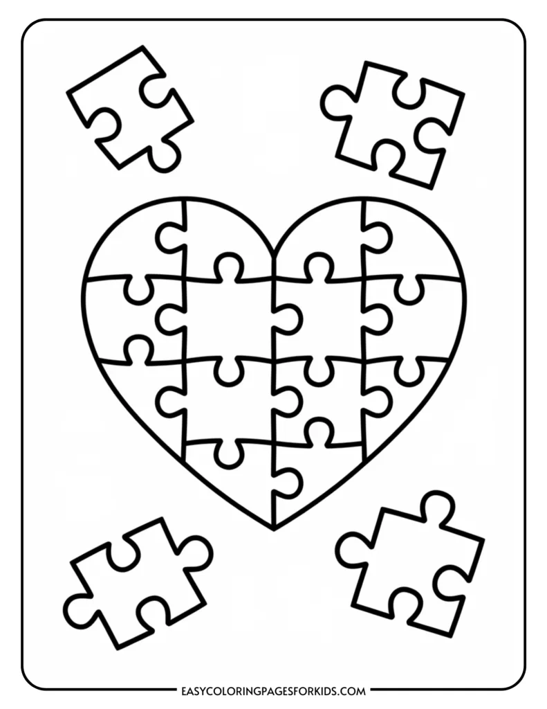 Heart Puzzle Coloring Page 7 Free Printable Pages Easy Heart Puzzle Coloring Page 7 Free Printable Pages Easy