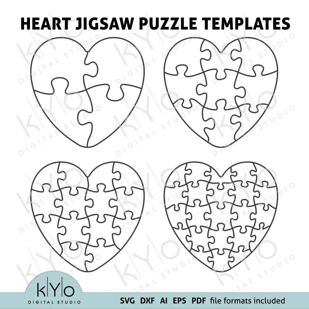 Printable Heart Shaped Puzzle Template Printable Heart Shaped Puzzle Template