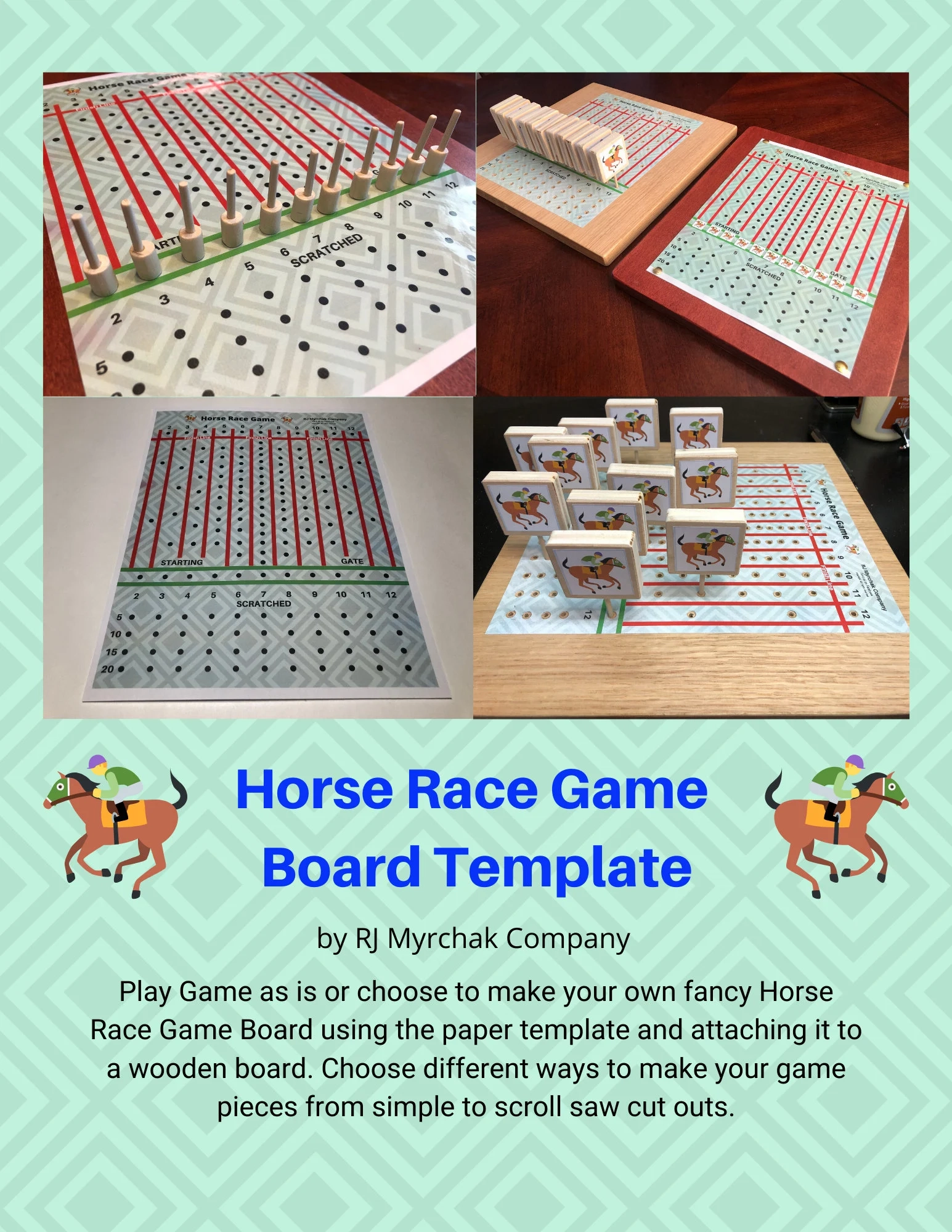 Horse Race Board Game Template Etsy