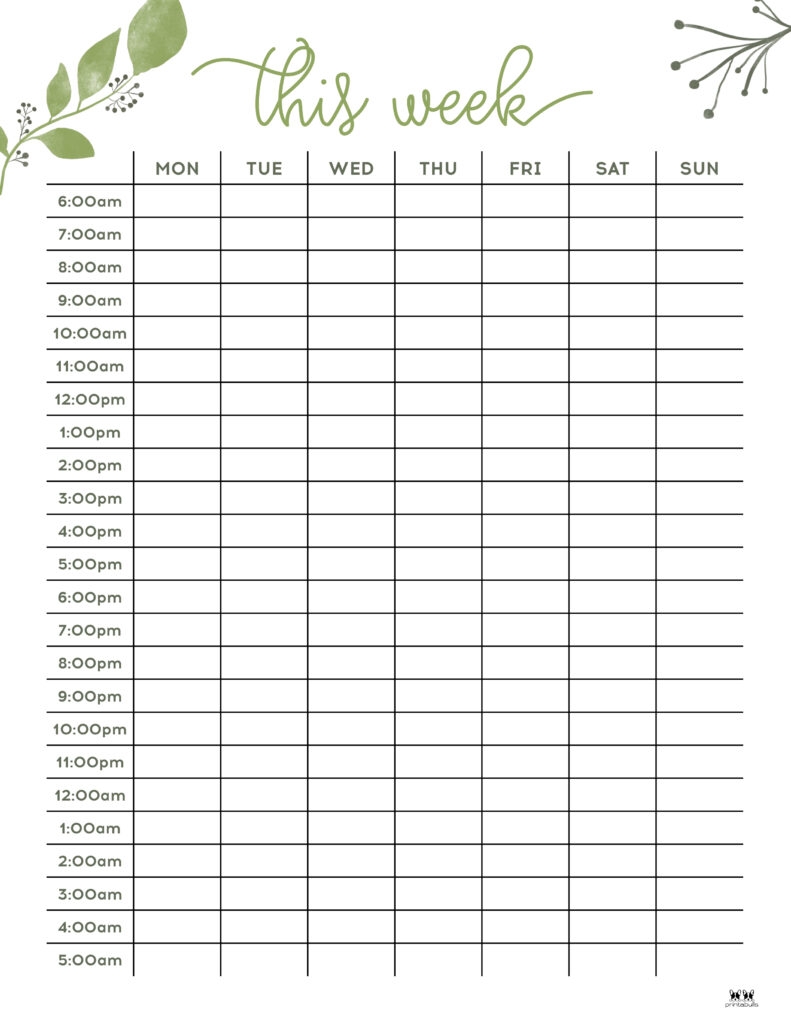 Free Printable Hourly Schedule Template