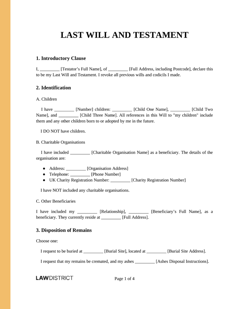 Last Will And Testament Template UK Lawdistrict Last Will And Testament Template UK Lawdistrict