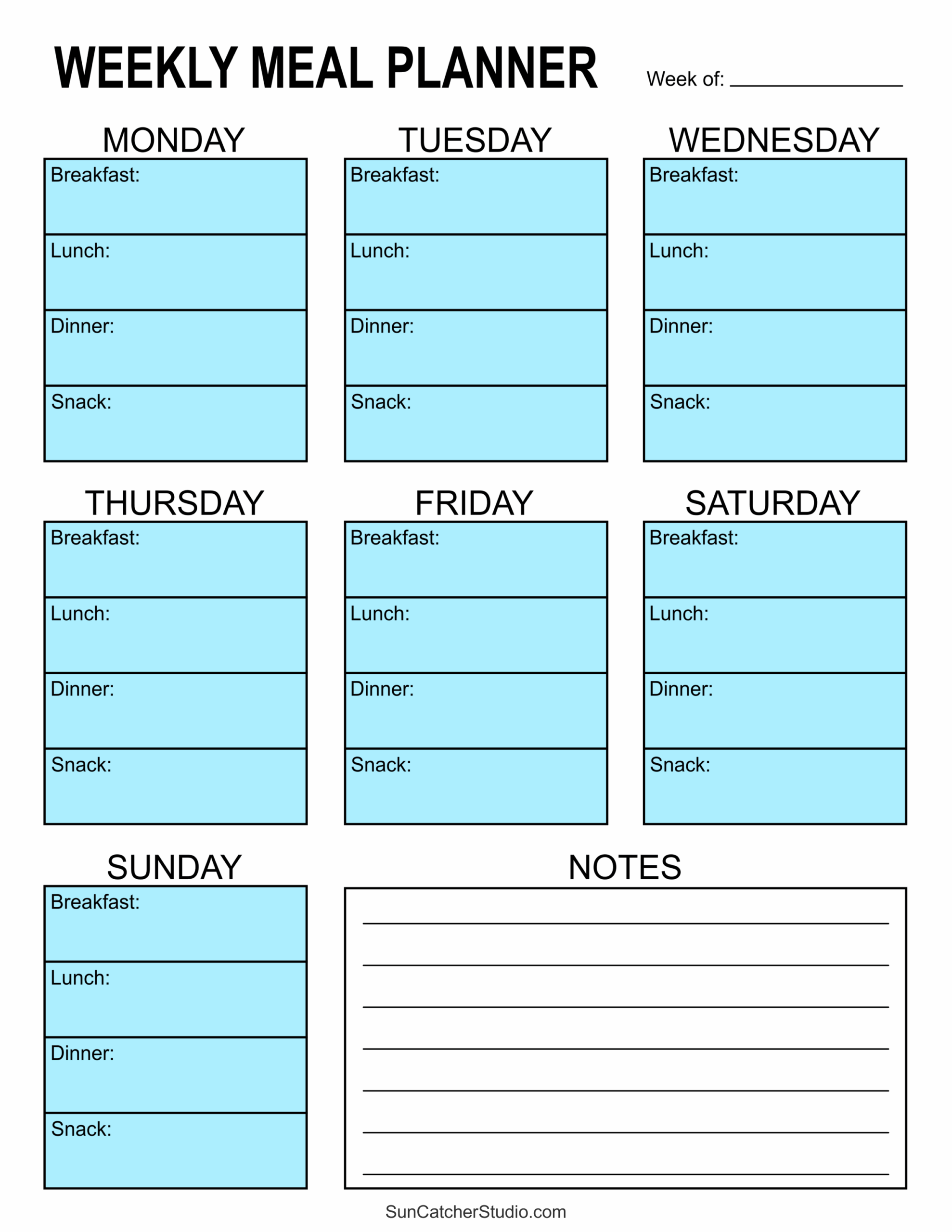 Free Printable Weekly Dinner Menu Template