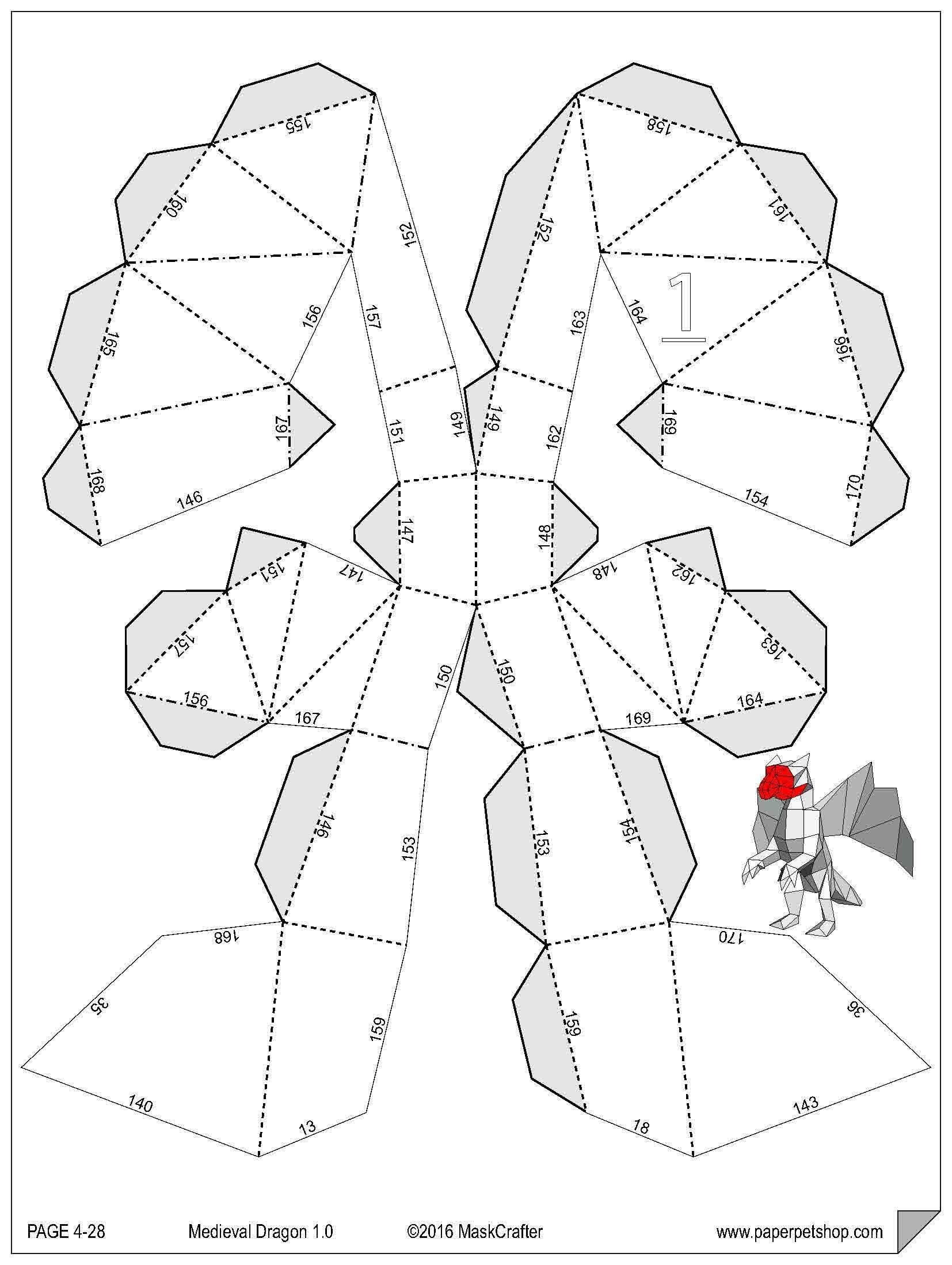 Medieval Dragon Printable Papercraft Template 